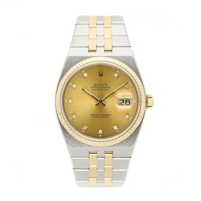 ROLEX DATEJUST OYSTERQUARTZ 36 REF. 17013 GOLD DIAL FACTORY DIAMONDS...
