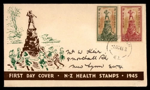 Mayfairstamps New Zealand FDC 1945 Tree Boy Carving Kids First Day Cover aaw_351