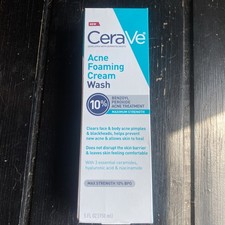 CeraVe Acne Foaming Cream Wash 10 Benzoyl Peroxide Acne Treatment 5oz 06/2027