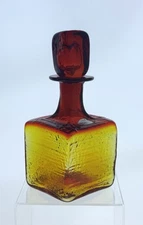 Blenko Handmade Glass 7621S Bark Decanter in Tangerine Don Shepherd Design
