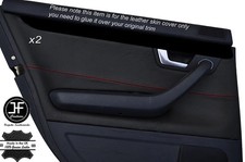 RED STITCH 2X REAR DOOR CARD TRIM LEATHER COVER FITS AUDI A4 B6 2001-2004