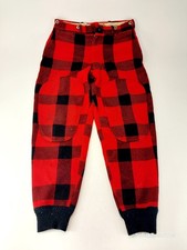 Vintage 60s Woolrich Size 32 Wool Buffalo Plaid Pants Hunting Red  Black