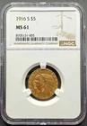 1916-S $5 INDIAN HEAD GOLD HALF EAGLE NGC MS61 01XEAF26