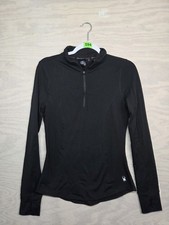Spyder Women's SZ S Active 1/4 Zip Pullover Top Long Sleeve Thumb Holes Black