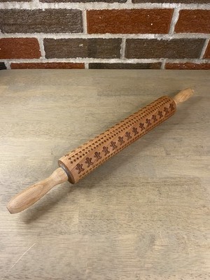 Eddingtons Christmas Tree Etched Rolling Pin Wood Gingerbread Trees 17'' Inch