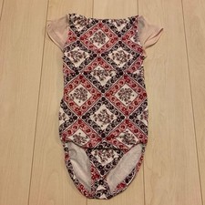 Chacott Girls Leotard Floral Pattern Tank Style Pink Mesh Open Back Size M