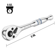 DURATECH 1/4-Inch Drive Ratchet 90-Tooth Chrome Alloy Made Full Polished USA