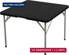 BDDC 34" x 34" Square Fitted Table Cover - Stretchy Spandex Black Table Cloth, W