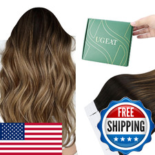 Ugeat Tape in Extensions Ombre Tape in Hair Extensions Human Hair Darkest Brown