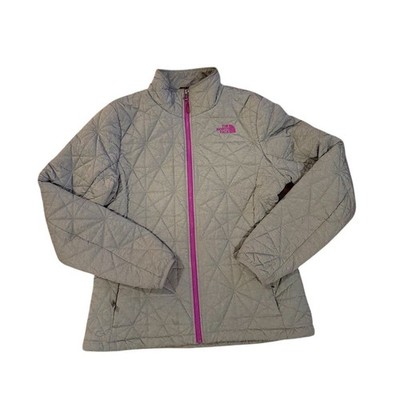The North Face Tamburello Jacket Womens L Gray Quilted Insulated Full Zip