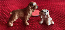 Figurines Hagen Renaker Early Cocker Spaniel et chiot - 2 au total - EXCELLENT