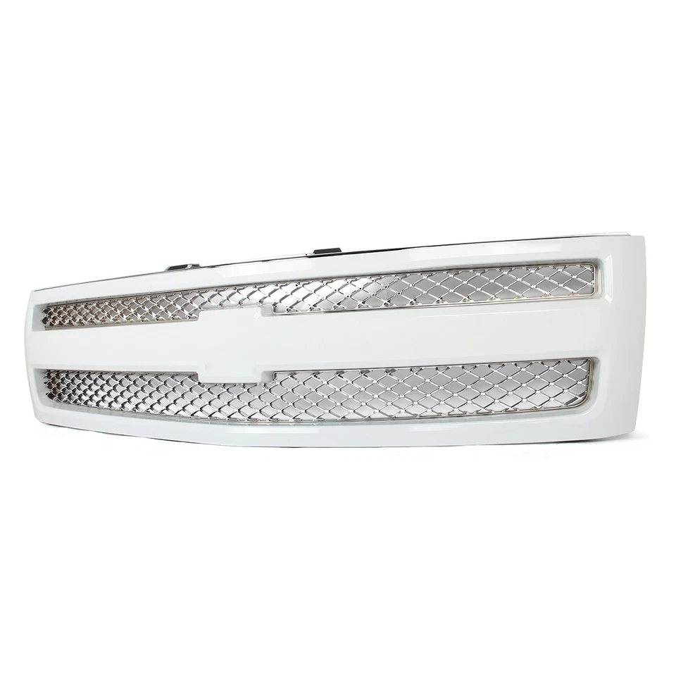 Summit White Shell w/Chrome Insert Grille For 2007-2013 Chevrolet Silverado 1500 Foto 3 de 4