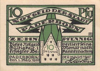 4x 10 4x 50 Pfennig Paderborn Stadt 1.3.1920