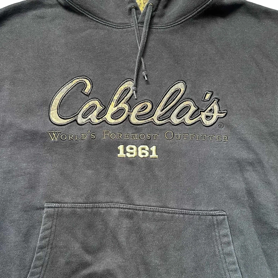 Cabela’s 1961 Sudadera con Capucha Forrada Negra Camuflada Para Hombre Mediana Pullover Sudadera Exterior Foto 4 de 4