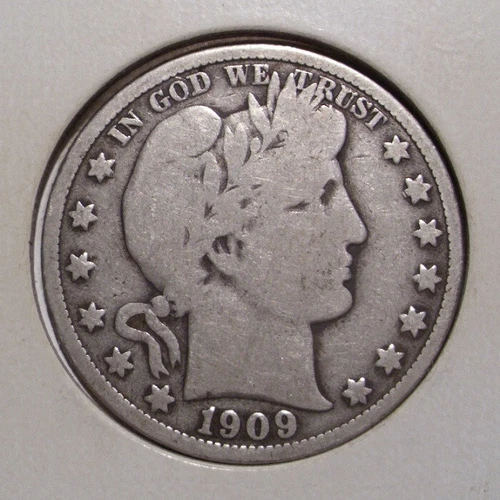 1909 Barber Liberty Head Silver Half Dollar , VG