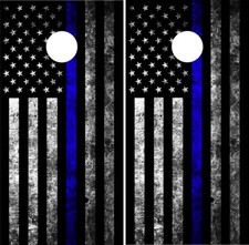 American Flag Thin Blue Stripe Police Cornhole Wraps Board Vinyl Decals Game