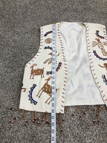 Rafia Studio Womens Medium Vest Embroidered Beaded Multicolor Native American K7 - Picture 4 of 7