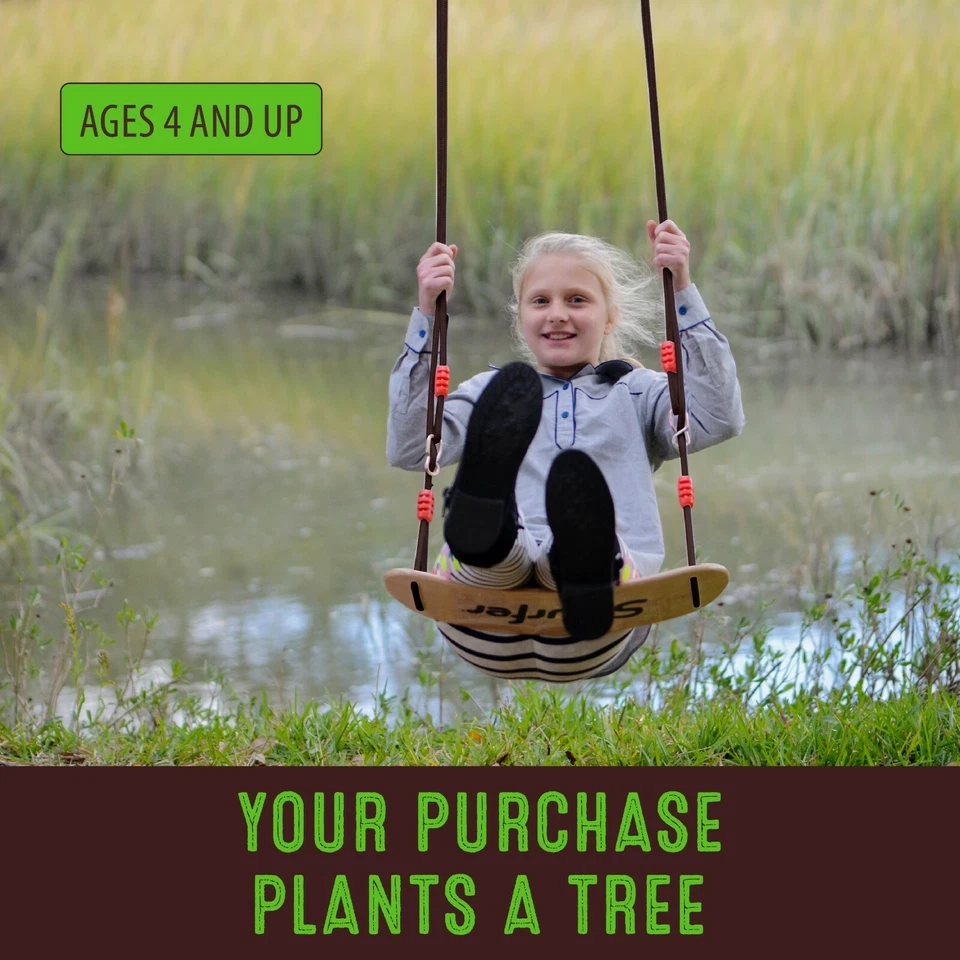 Swurfer Sway Premium Recubierto Madera de Arce Columpio y Fuerte Cuerda Trenzada Resistente a los UV Foto 3 de 4