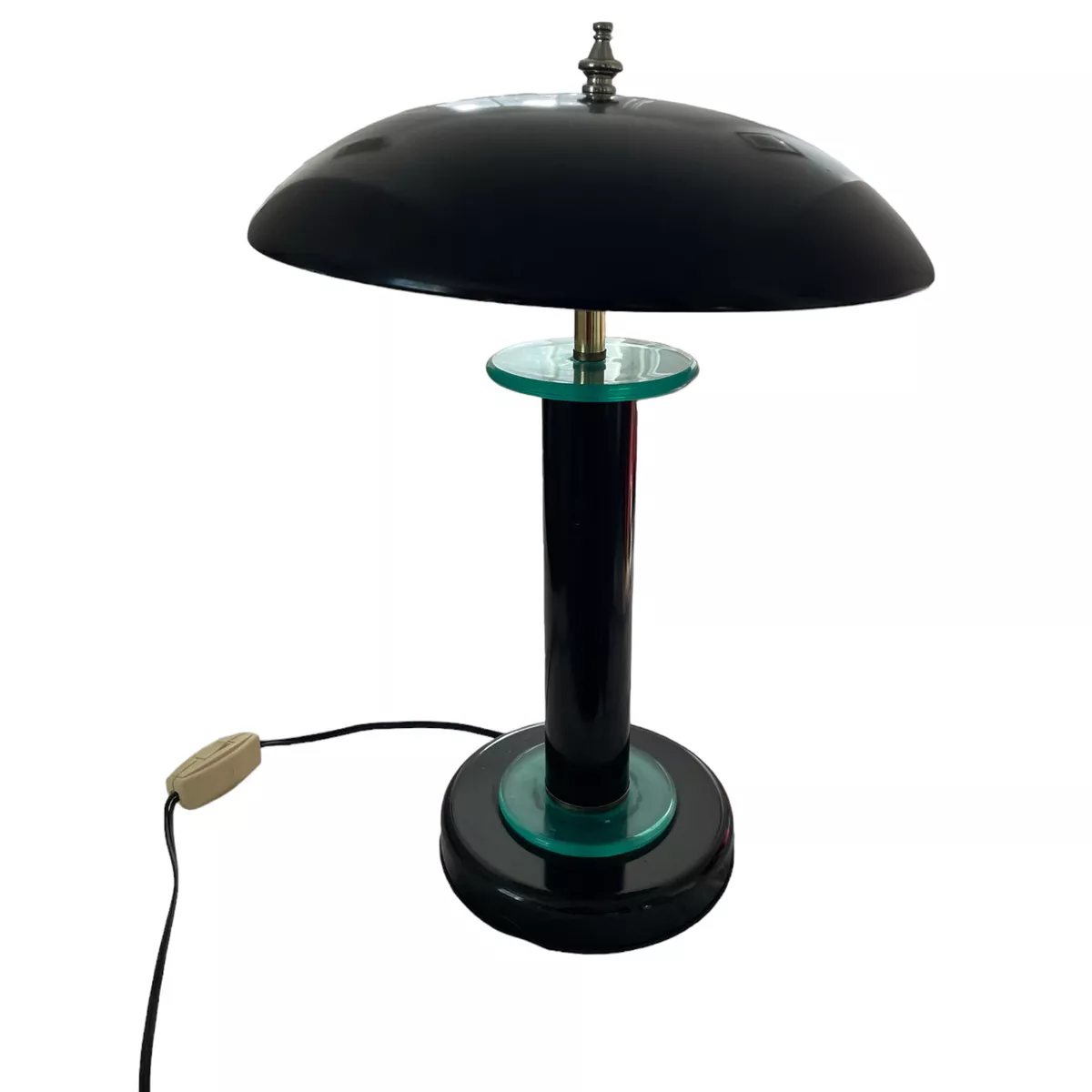 Vtg 90s MCM Memphis Style UFO Flying Saucer Desk Accent Lamp Black Atomic 22