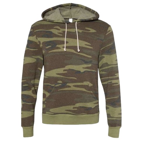 Celine Camouflage Print Logo-Embroidered Fleece Hoodie In