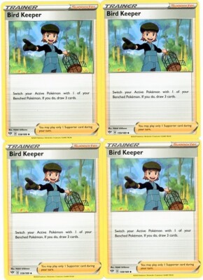 4x Pokemon TCG Bird Keeper 159/189 Swsh03: Darkness Ablaze Regular Playset
