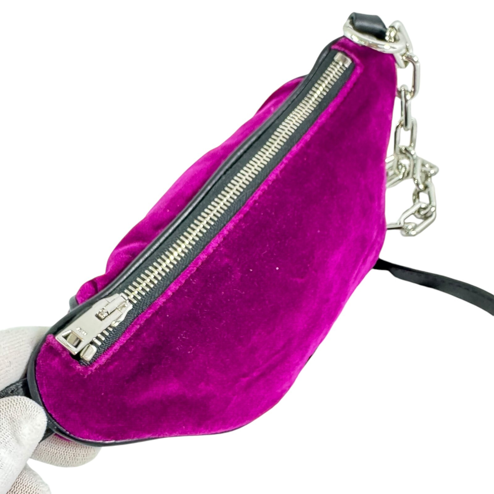 ALEXANDER WANG Purple Velor and Leather/Chainlink Women's Crossbody Belt Bag image 9