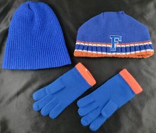 University of Florida Gators UF Beanie Hat Blue Orange Knit Winter Cap Gloves