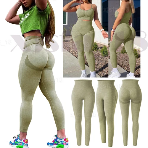 Women Anti Cellulite Yoga Pants High Waist PUSH UP Leggings Workout Trousers Gym - Picture 14 of 23