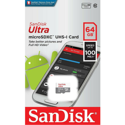 SanDisk 64GB Micro SD SDXC MicroSD TF Class 10 64G 64 GB Mobile Ultra 100MB/s - Picture 1 of 2
