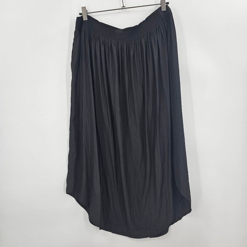 J.Jill Midirock schwarz Pull-On Plissee Knopfleiste asymmetrischer Saum Gr. L - Bild 5 von 6