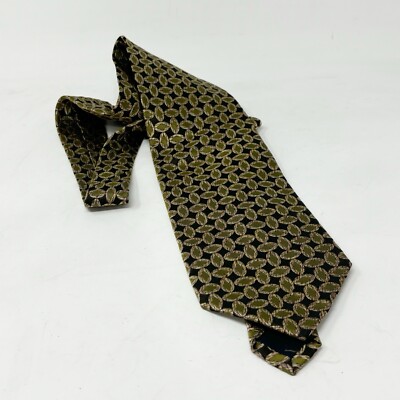 Vintage ALTEA NORDSTROM Men s Green Concentric Oval Pattern 100% Silk Tie 58 