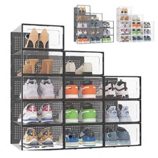12x Transparent Case Shoe Display Boxes Sneaker Trainers Organizer Box Stackable