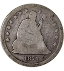 1871-S ~ Seated Liberty Quarter ~ Very RARE Key Date ~ Worn AG ~ Only 30k minted