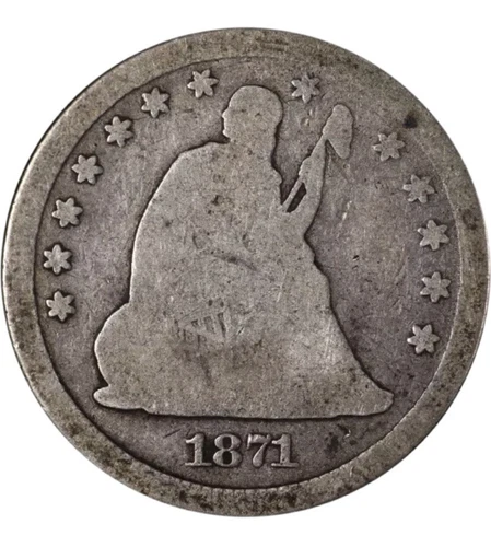 1871-S ~ Seated Liberty Quarter ~ Very RARE Key Date ~ Worn AG ~ Only 30k minted