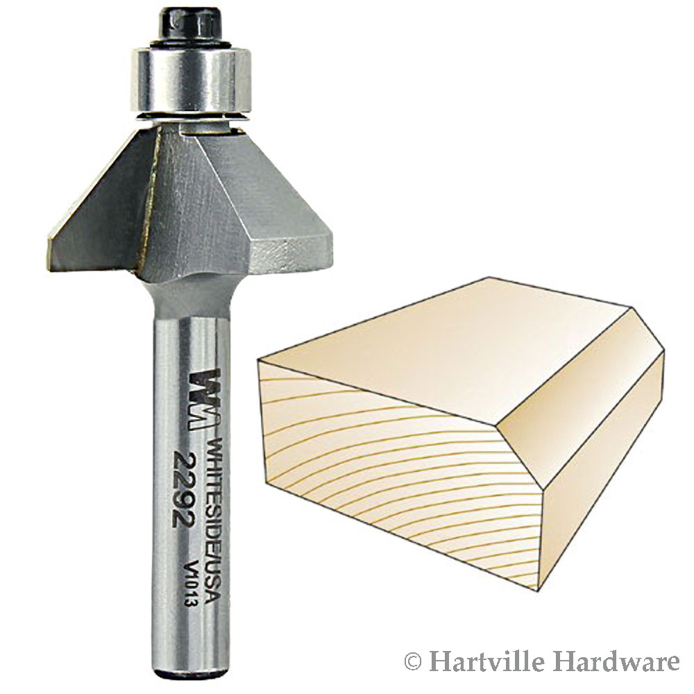 Whiteside Router Bits 2292 Chamfer Bit with 45-Degree 7/16-Inch Cutting Length