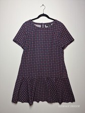 Banana Republic Tunic Dress Women's 14 Multicolor Polyester Ruffle Round Neck