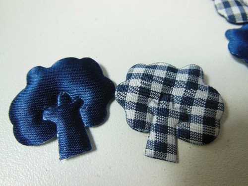 Lot 20 arbre tissu année 80/90 bleu vichy ou bleu marine uni embellissement T17 - Bild 3 von 3