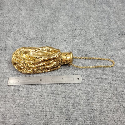 VTG Gold Whiting And Davis Mesh Bag w/Expand. Metal Frame