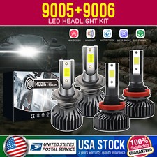 9005 9006 LED Headlights Kit Combo Bulbs 6500K High Low Beam Super White Bright