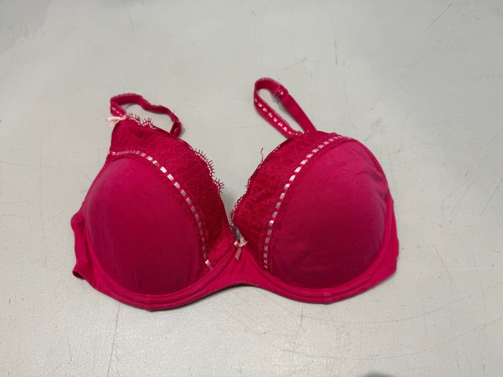 Lepel Bra Underwired Padded Cotton Blend Lace Detail Bra Size 34D Pink