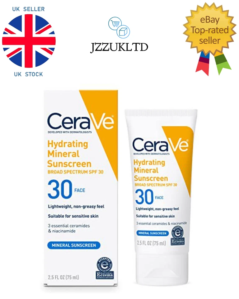 CeraVe Hydrating 100% Mineral Sunscreen SPF30 Mineral 75 ml - USA Import