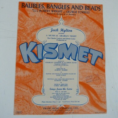 Liederblatt KUGELN ARMREIFEN UND PERLEN aus Musical KISMET 1953