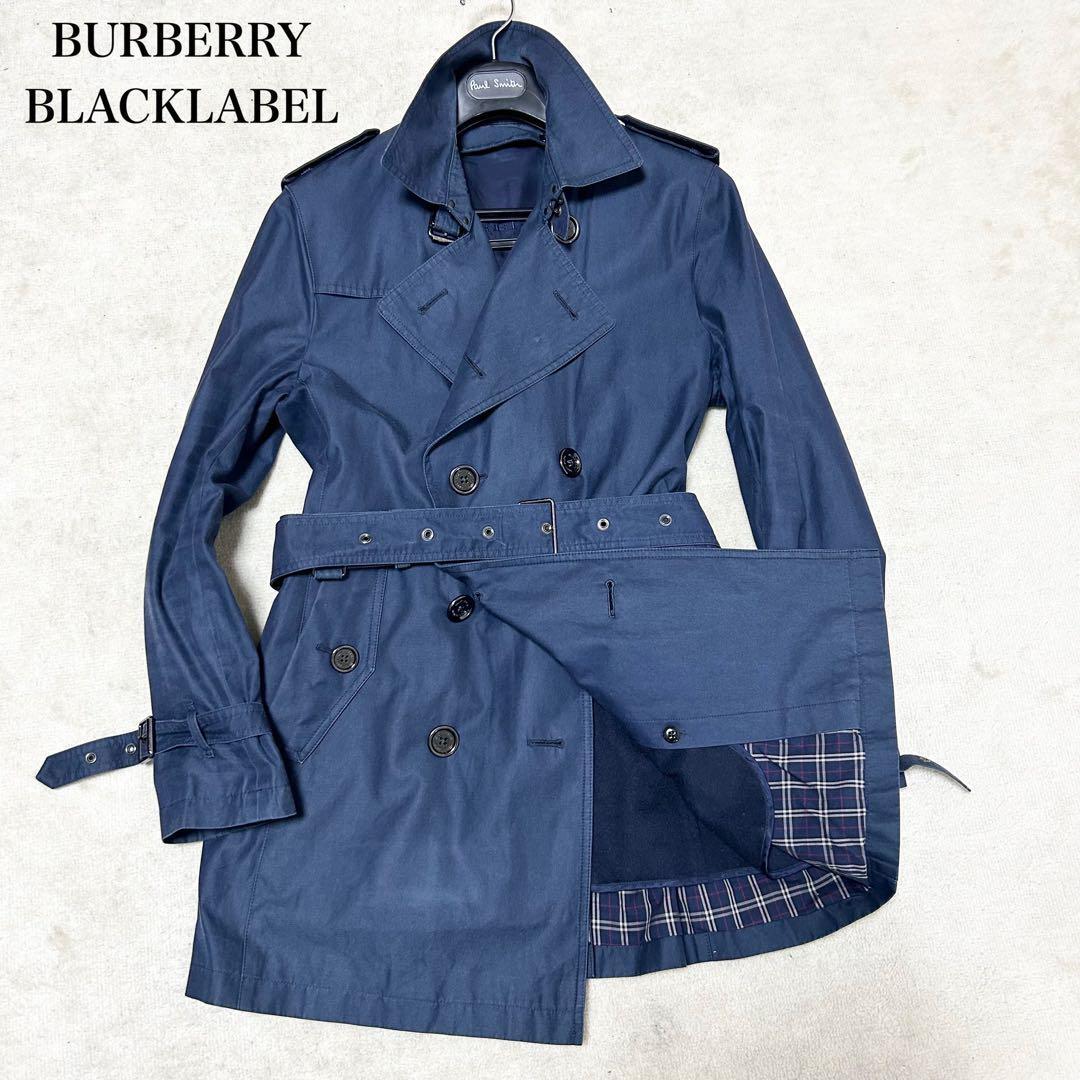 Burberry Black Label Trench Coat with Wool Liner Nova Check Navy Size M Used