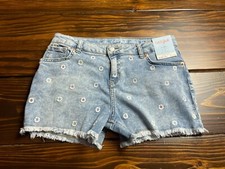 Cat  Jack Shorts, Girl's XL, Blue Denim, Floral Super Stretch, Adjustable Waist