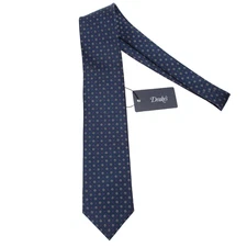 Drake's NWT Neck Tie in Blue with Pink/White/Multi Geometric Pattern 100% Silk