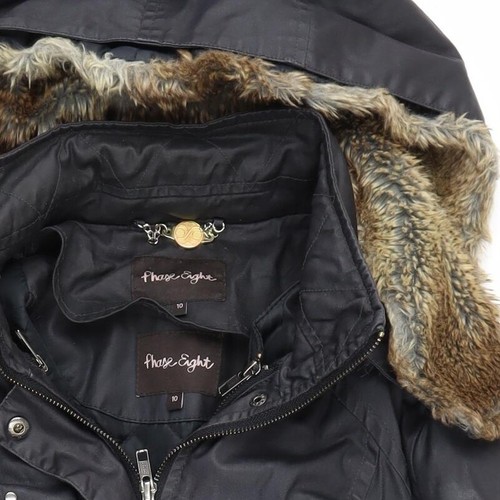 Phase Eight Women's Black Parka Coat Size 10 - Picture 7 of 12