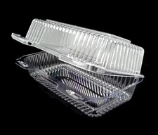 9" x 5" x 3" Clear Hinged Plastic Food Sandwich Take-Out Container REF # PXT-395