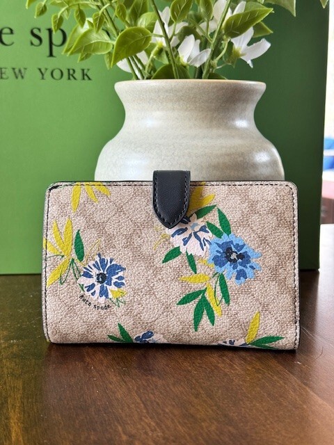 Kate Spade New York Spade Flower Floral Medium Bifold Wallet - Blazer Blue Multi