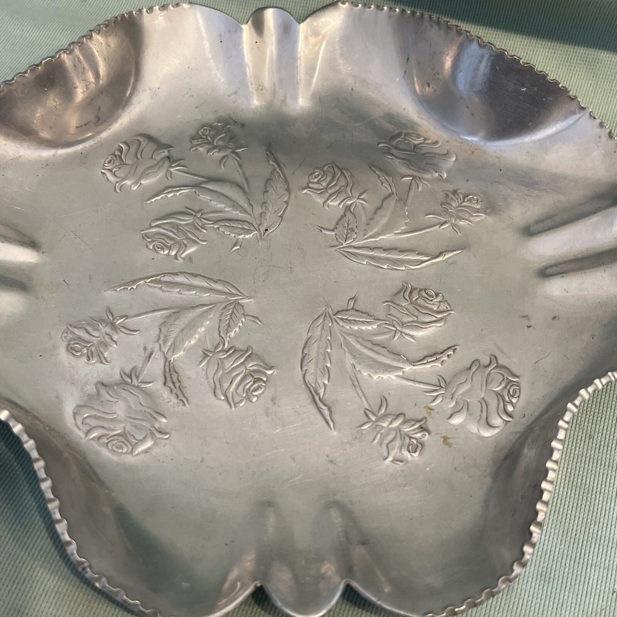 Vintage FARBER & SHLEVIN Hand Wrought 1751 Aluminum Floral Basket
