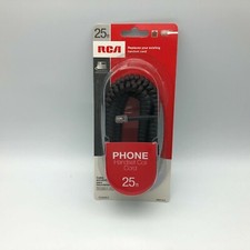 RCA Corded Phone Handset Coil Cord 25' Black TP282BLR New Open 2012 Universal